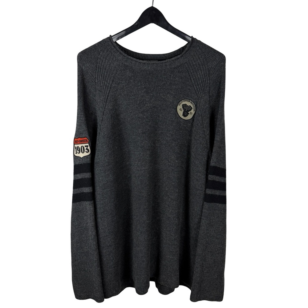 Vintage 2000s Harley Davidson Motorcycles Wool Knit Grey Sweater Size 2XL
